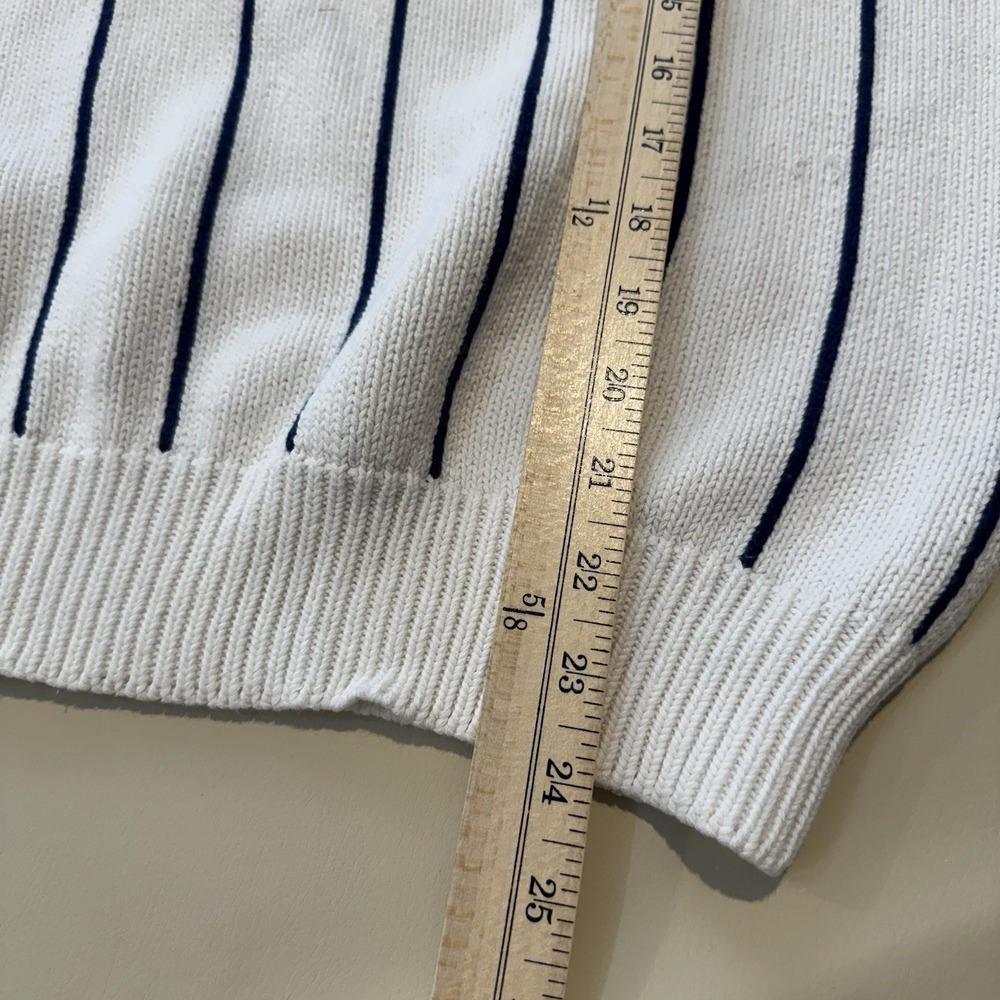 VTG Competitive Edge Neiman Marcus Large Knit Sweater Henley Cotton White Grid - Picture 10 of 13